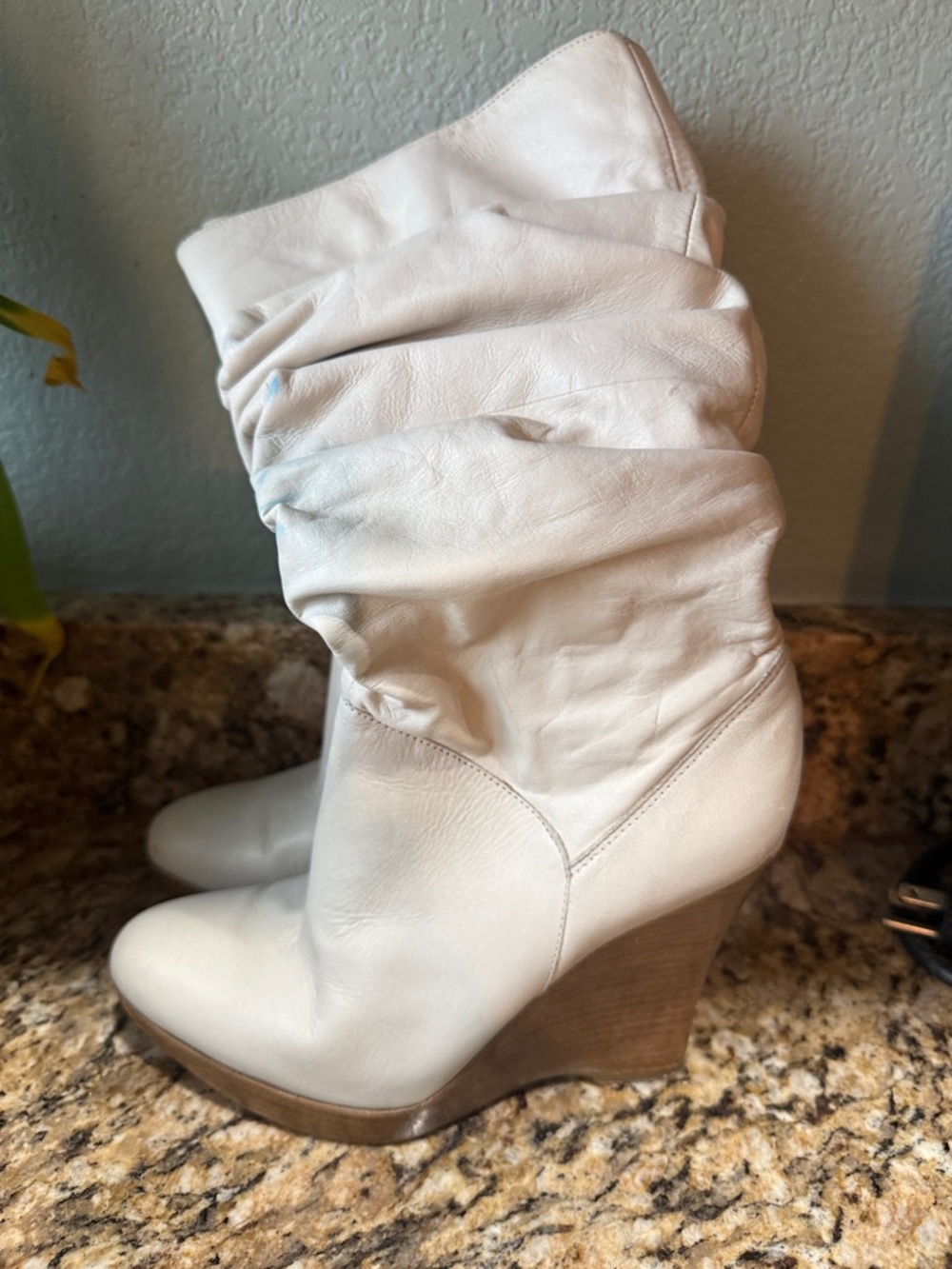 Jessica Simpson Cream Slouch Wedge Boots